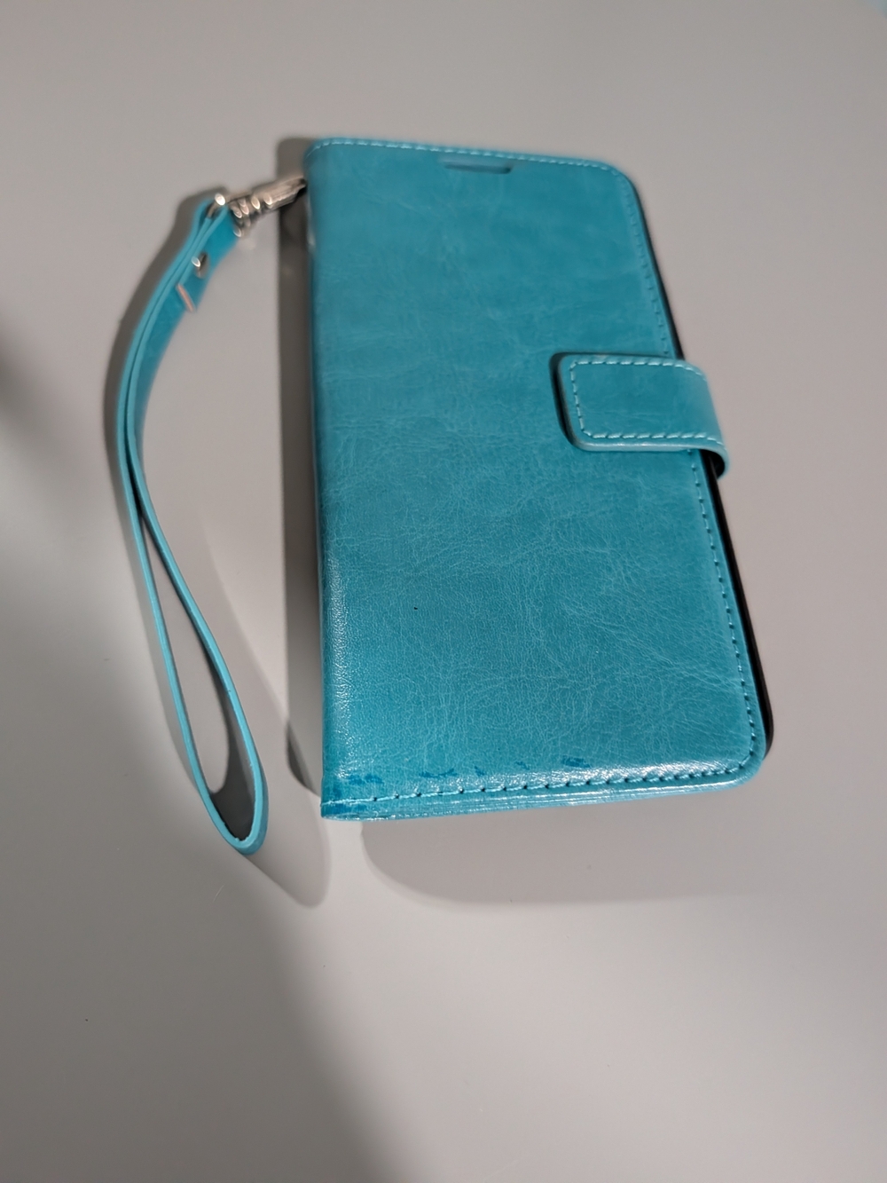 Turquoise Wallet Phone Case Folio with Wrist Strap